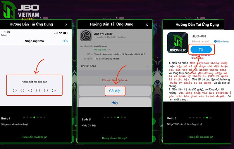 Thao tac cai dat ung dung Jbo tren thiet bi IOS