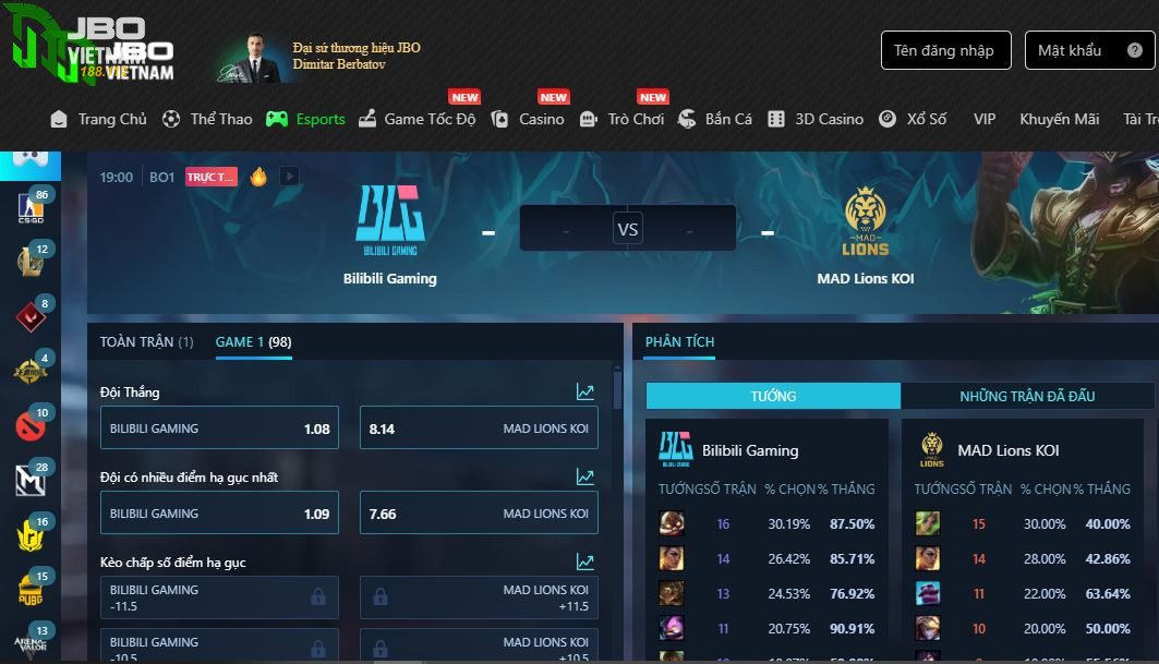 Diem manh cua sanh Esport Jbo